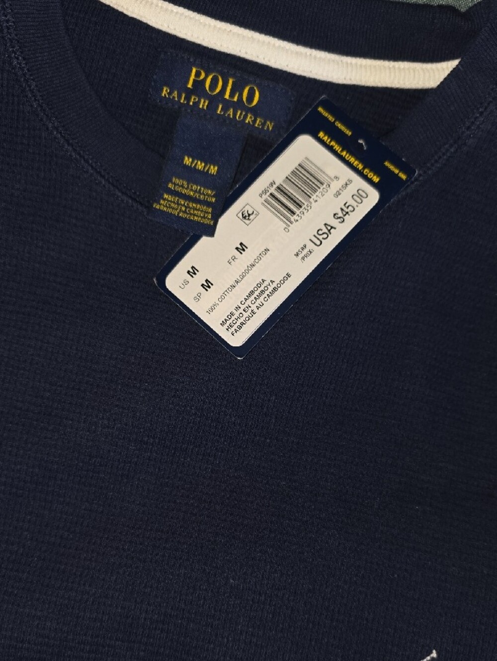 Ralph Lauren Navy Sweater with White Neckline - Picture 2 of 4